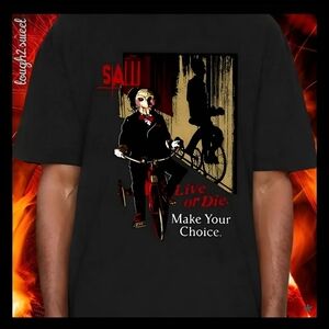 🆕️SAW "LIVE OR DIE, MAKE YOUR CHOICE" HORROR GRAPHIC MEN'S XL TEE